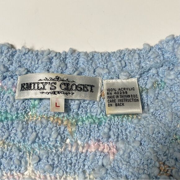 Vintage Emily's Closet Handmade Chunky Pastel Knit Lightweight Sweater Vest LRG - Picture 3 of 16